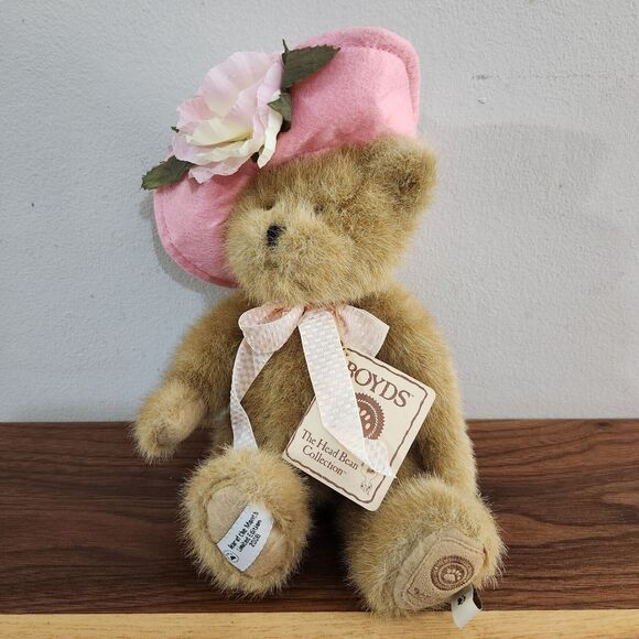 Boyds Bear of the Month May T Beary 2008 12" Pink Hat Flower Limited Edition Tag